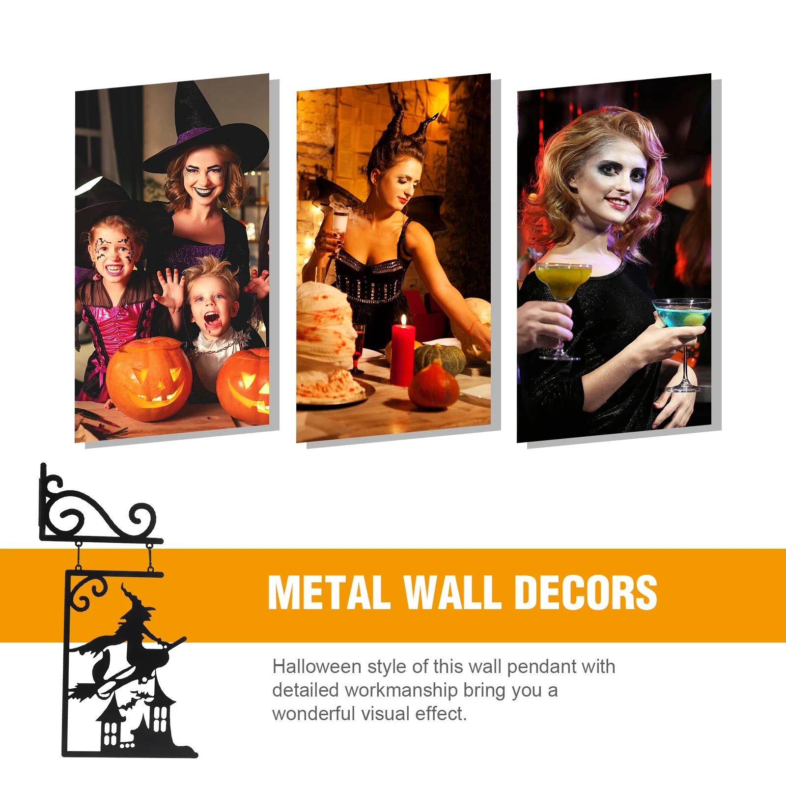 

Creative Halloween Metal Wall Art Witch Sculpture Iron Hanging Decor for Home Office Metal Wall Decors Halloween Handicraft
