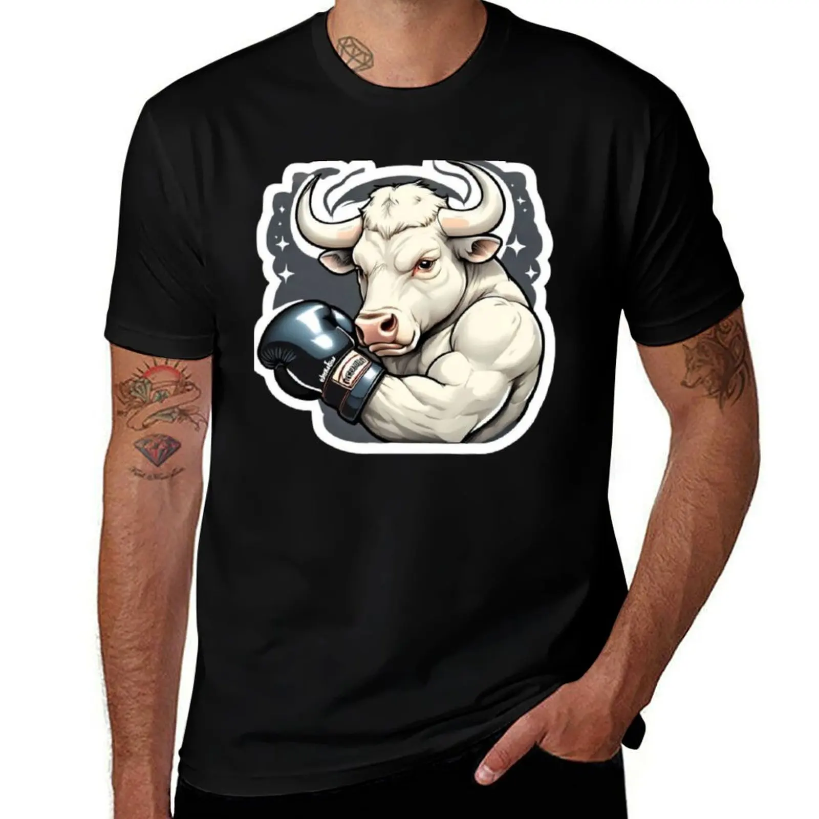 Boxing Bull T-Shirt Big and Tall Basic Tee Shirt T-Shirt