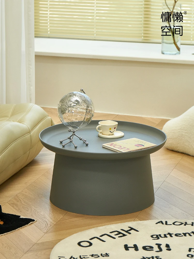 

Round Coffee Table -Modern Side Table for Small Spaces Lightweight Plastic End Table with Storage Scandinavian Living Room Decor