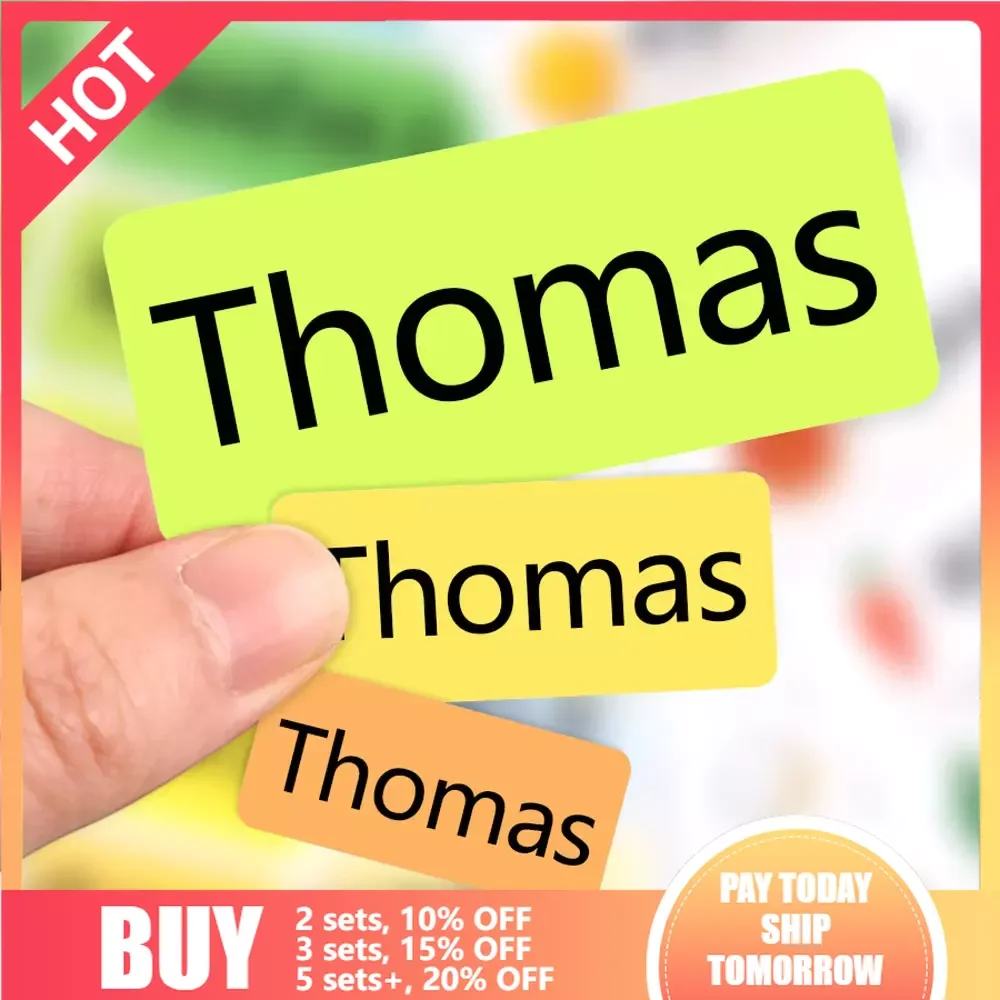 Multi Size Name Sticker Custom Personalized Rainbow Tags Kids Waterproof Label for Children School  Stationery Office Stickers