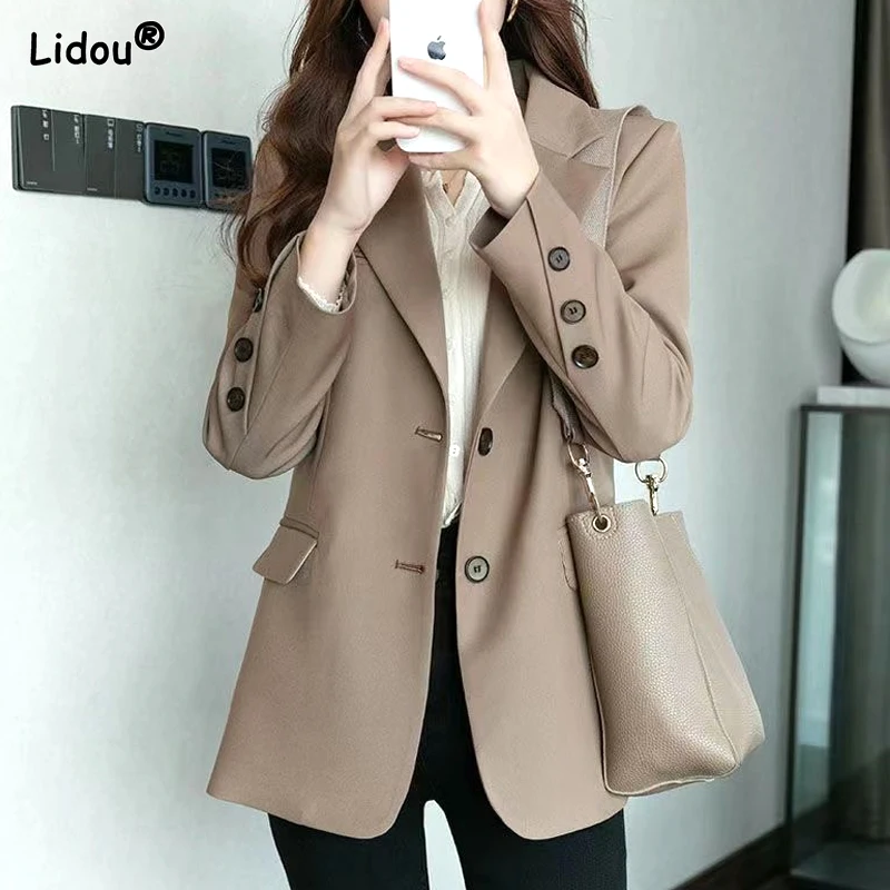 2023 Spring and Autumn High Quality Strong Atmosphere Commuting Simple and Loose Suit Collar Long Sleeve Fashion Versatile Suit