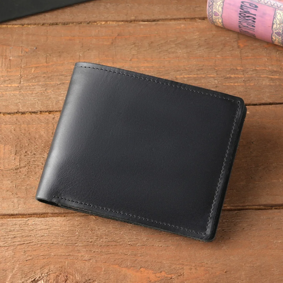 Leather Bifold Wallet for Men |  Minimalist Front Pocket Wallets | Ultra Strong Stitching | Slim Billfold with 6 Card Slots