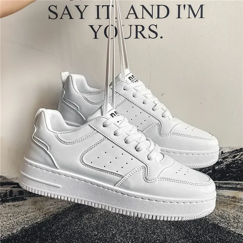 2024 Brand Leather men\'s Sneakers White Platform Woman Sports Sneakers Female Vulcanized Shoes Sneakers Casual Ladies Trainers