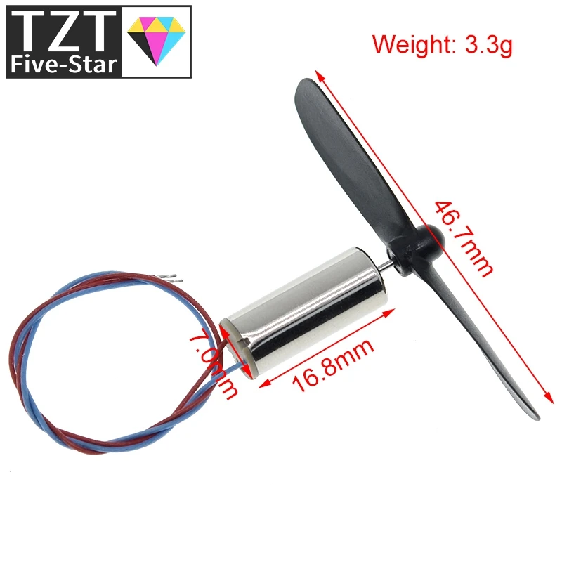 1set=2pcs DC3.7-4.2V 716 7*16MM Micro DIY Helicopter Coreless DC Motor With Propeller Great Torque High Speed Motor