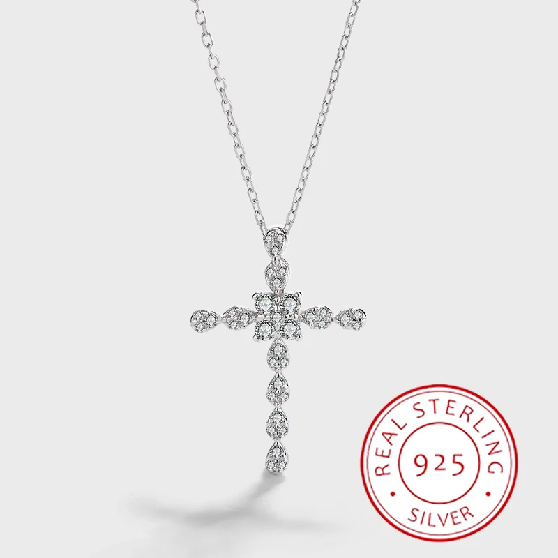 

Creative and Authentic S925 Silver Drop-shaped Cross Pendant Personalized Necklace Women's Clavicle Chain