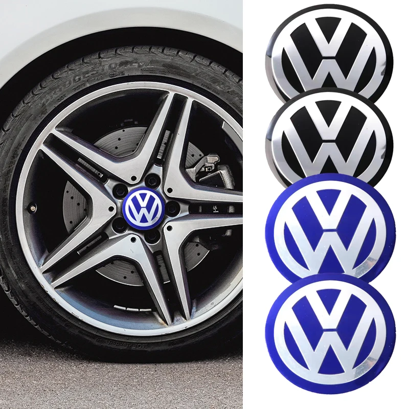 4Pcs 56mm Car Emblem Wheel Center Hub Cap Stickers For VW GTI R Line Polo Golf Passat Scirocco Tiguan Jetta T-ROC Touareg Touran