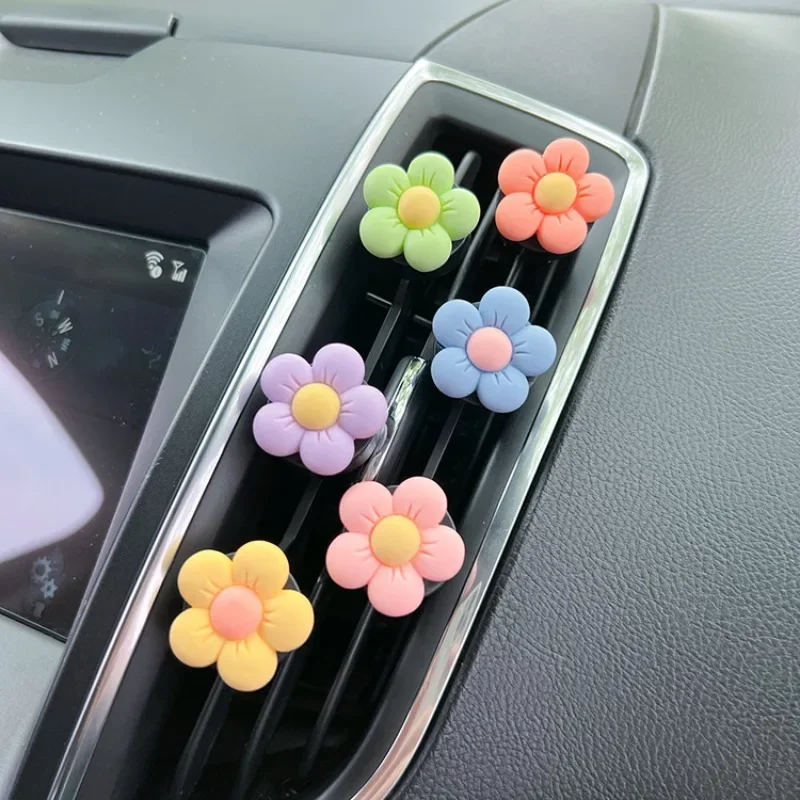 Cute Flower Aromatherapy Car Air Outlet Decoration Perfume Clip Air Freshener Colorful Flora Decor Auto Accessories