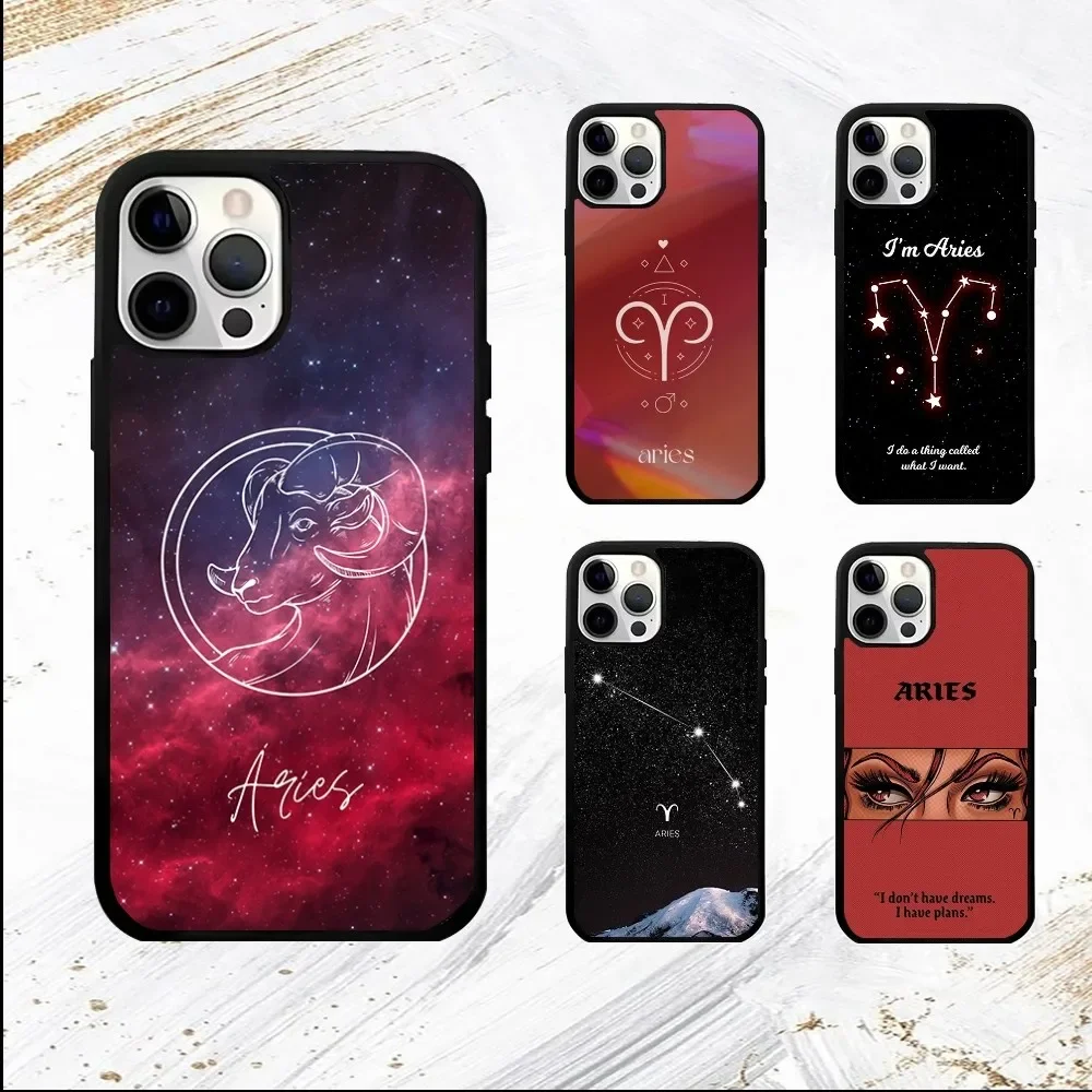 Constellation ARIES Phone Case For iPhone 16 15 14 13 12 11 Pro Max Plus Mini PC Fashion mirror phone case