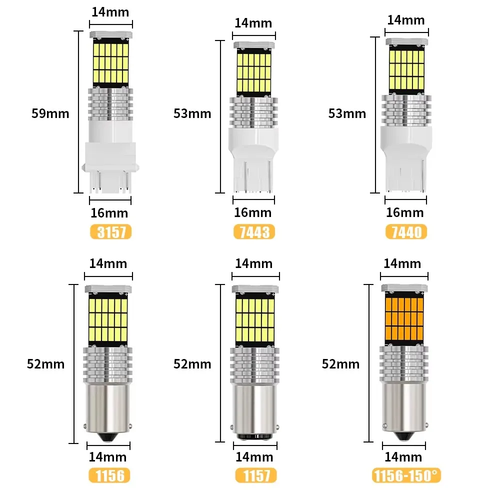2pcs 1156 BA15S P21W BAU15S PY21W 1157 BAY15D P21/5W Car LED Reverse Light Bulb DRL Turn Signal Light 45pcs 4014SMD DC12V 6000K