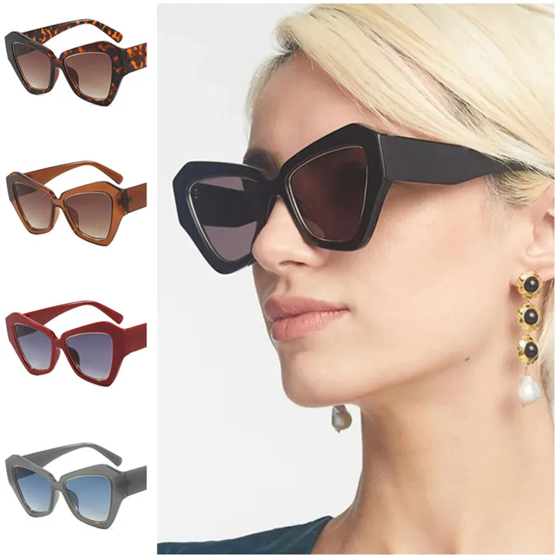 

Fashion Sun Glasses Cat Eye Anti-UV Spectacle Retro Eyeglasses Oversize Frame Google Polygon Ornamental Women Sunglasses