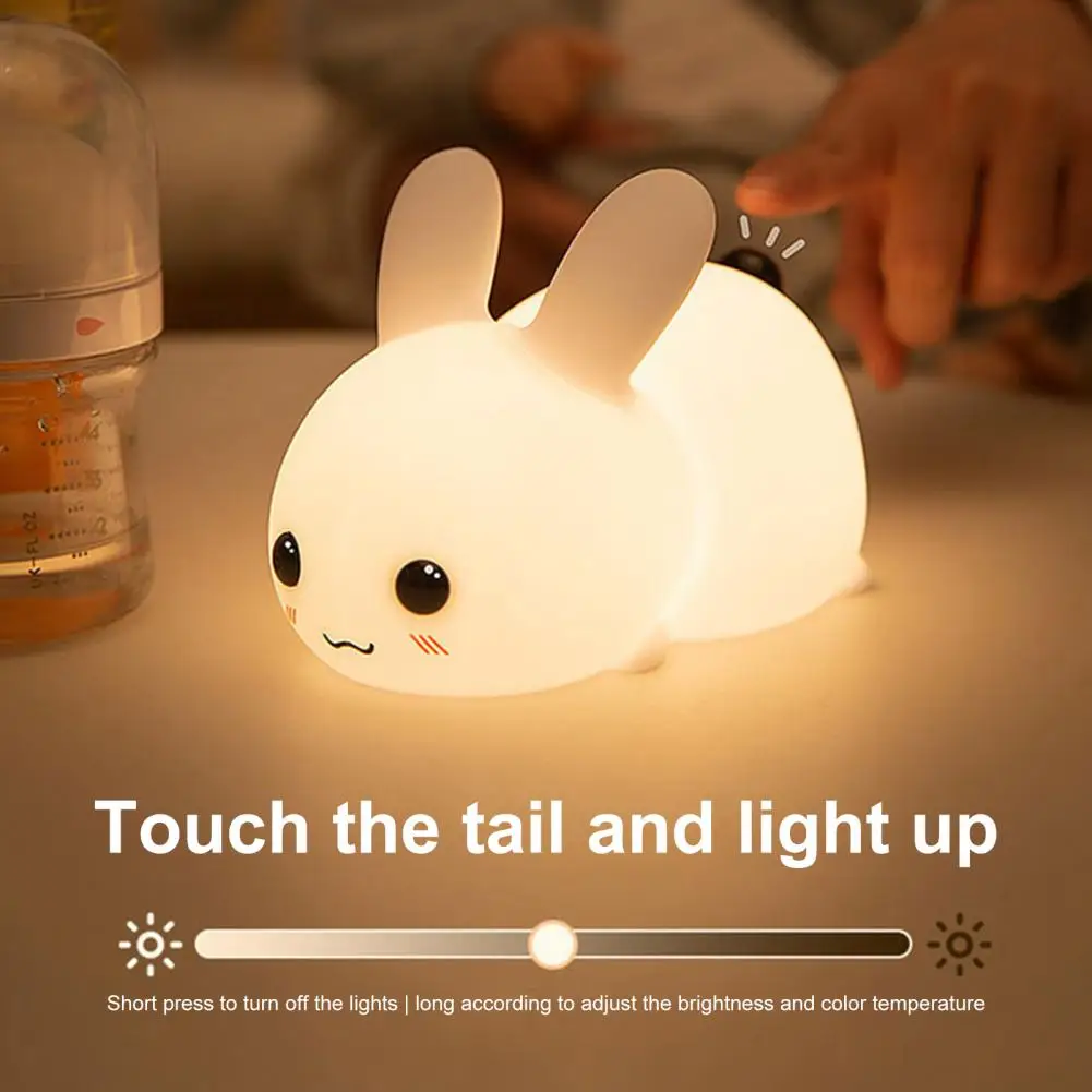 1 Set Useful Night Light Long Lasting LED Light Touch Control Decorative USB Charging Bunny LED Night Light Decor