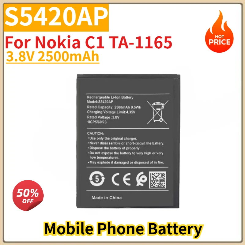 

S5420AP High Quality Phone Battery 3.8V 2500mAh for Nokia C1 TA-1165 Brand New Replacement Battery