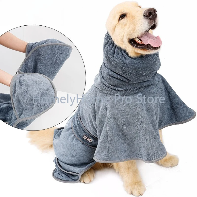Pet bathrobe cotton dog bath towel strong absorbent bath quick-drying clothes medium and large dogs
