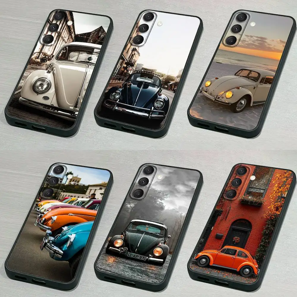 

car B-Beetle Phone Case For Samsung S 25,24,23,22,30,21,10,9,Ultra,Plus,Lite,FE,4,5G Black Soft Case