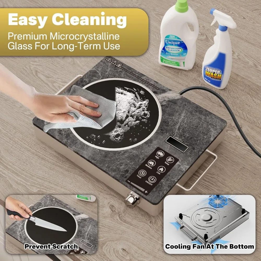 독일산 싱글 버너 세라믹 쿡탑, 휴대용 1800W 전기 스토브, 조리용 카운터탑 버너, 플러그인 주방 핫 플레이트