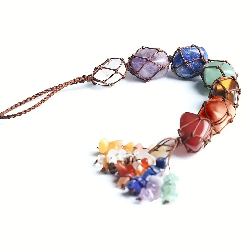 Handmade Healing Crystal Window Car Charm 7 Chakras Home Decoration Accessories Chakra Balancing Reiki Yoga Meditation Car Decor