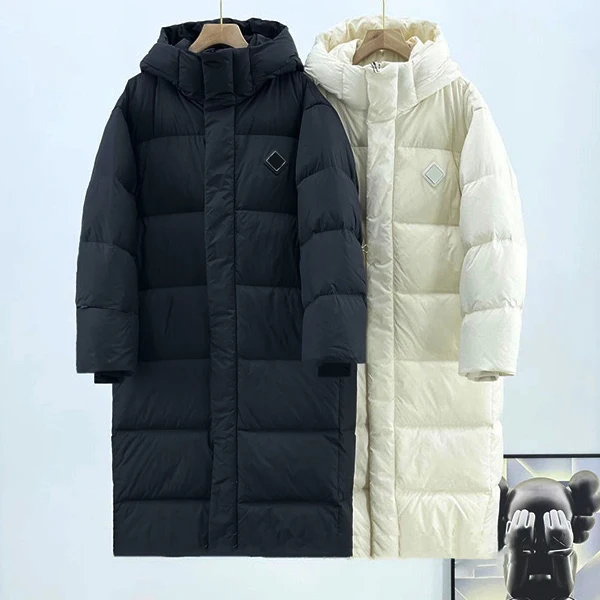 New outerwear Unisex High quality warm korean clothing Padded Long Duck down feather Hooded coats Women\'s winter down jacket