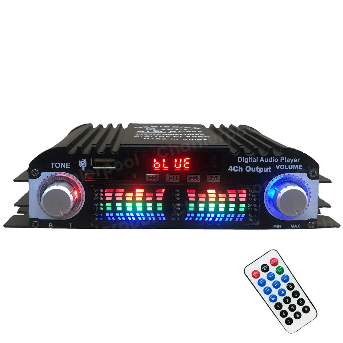 HiFi-Soundverstärker, 4-Kanal-Digital-Audio-Bluetooth-Verstärker, 1600 W, Spitzenleistung, Karaoke-Player, FM-Radio, unterstützt Fernbedienung – Detail 5