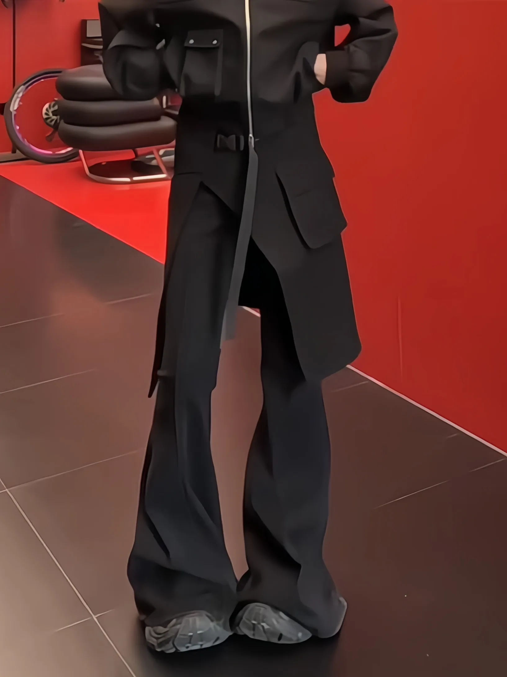 

Women's Jeans Dark Black High Waist Loose Drape Feeling Street Baggy Wide Leg Pants Hip Hop Vintage Straight Y2K Summer Trousers