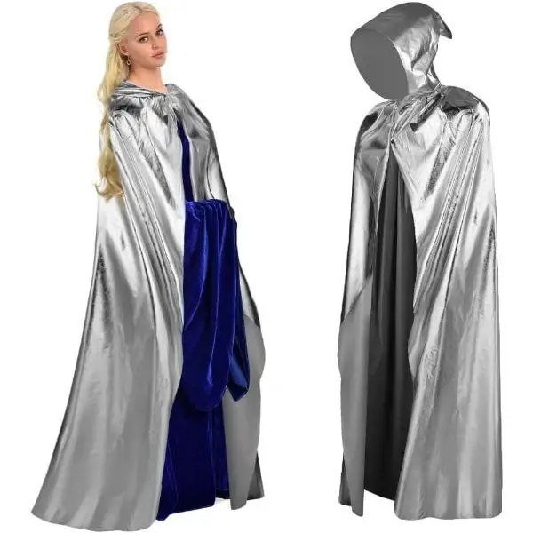 Capa de Tecido Brilhante de loween com Capuz e Cinto, Fsia para Apresentações, Chapéu iado, Roupa Tradicional Chines...