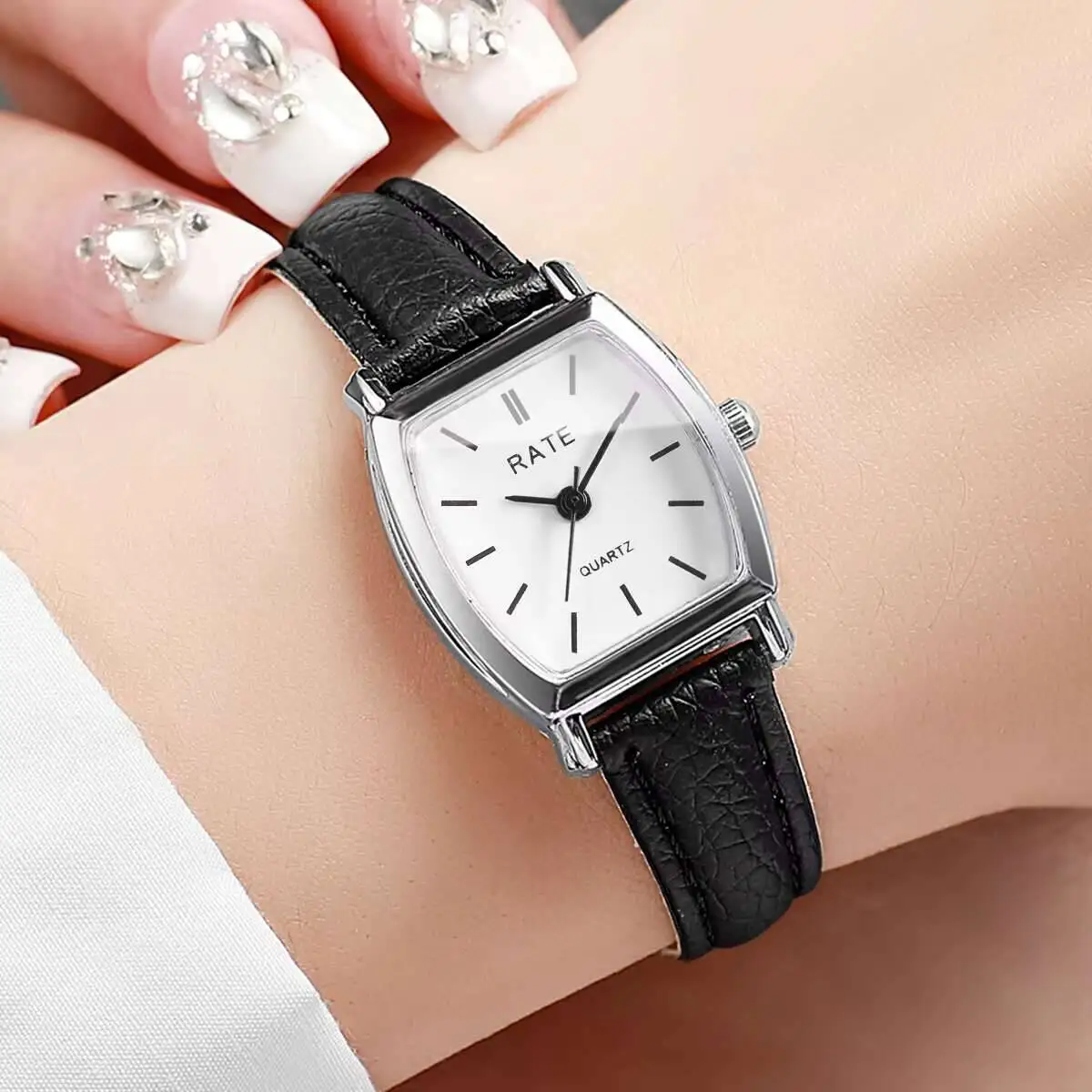 2 Pçs/set Moda Feminina Relógios Casual Pulseira de Couro Relógio de Pulso de Quartzo Reloj Mujer (Sem Caixa)