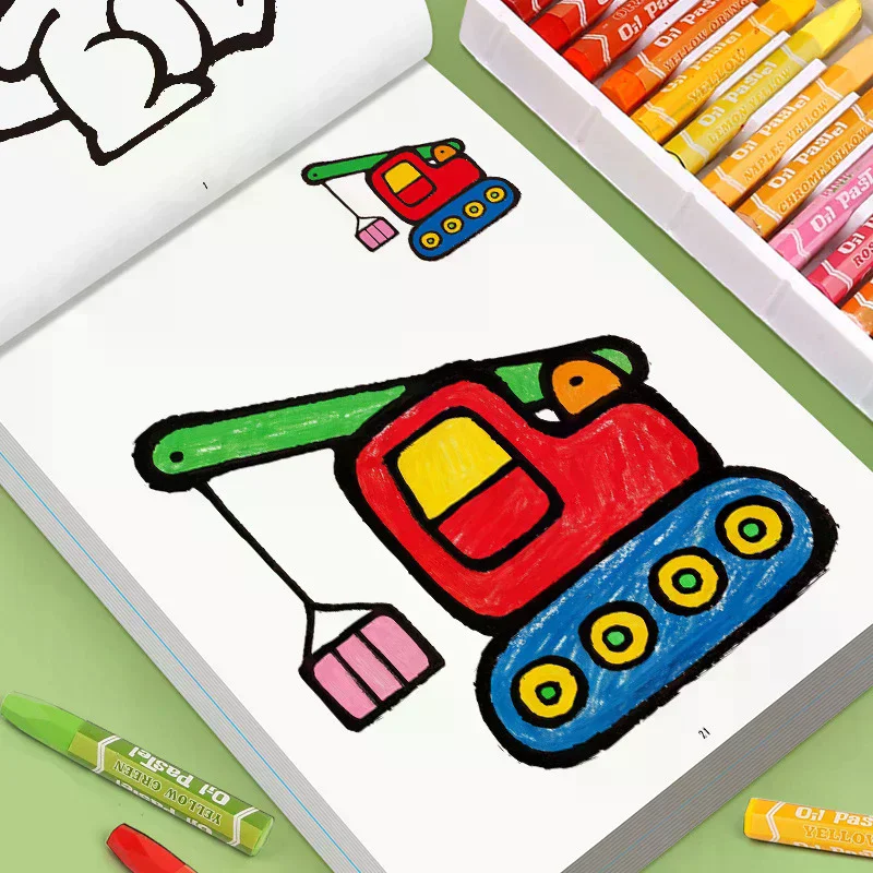 Fun Coloring Book, 32 Pages Children's Drawing Book Graffiti Cartoon Animals, Transportation, Food Themes, Colorful Pen Drawing