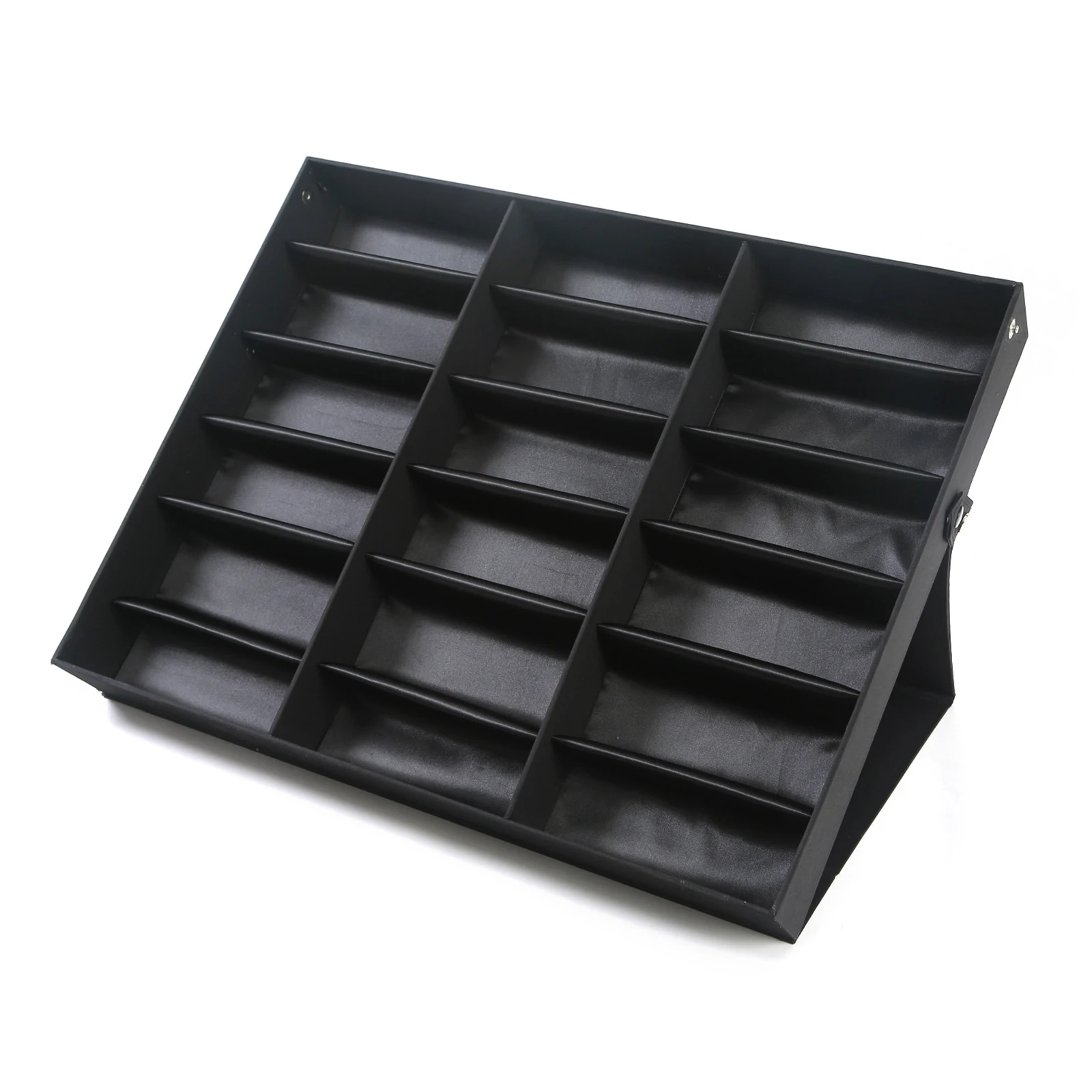 18 Grids Eyeglass Case Display Storage Box Eyewear Sunglasses Organizer Holder Density Fiberboard Black Covered Supportable