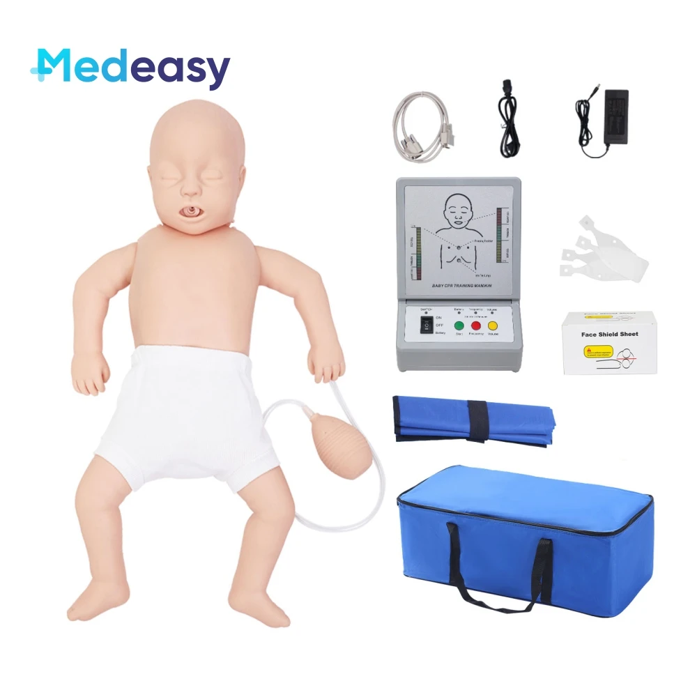 Medical Nursing Training Infant CPR Manikin with Digital Controller Voice Prompts Feedback System Baby First Aid Simulator