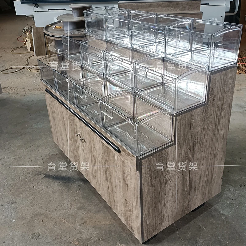 Supermarkt-Massen-Lebensmittelschrank, Süßigkeiten-Schrank, Massenbereich, Snack, Massenregal, Lebensmittel, verschiedene Körner, Trockenwarenregal, Vitrine