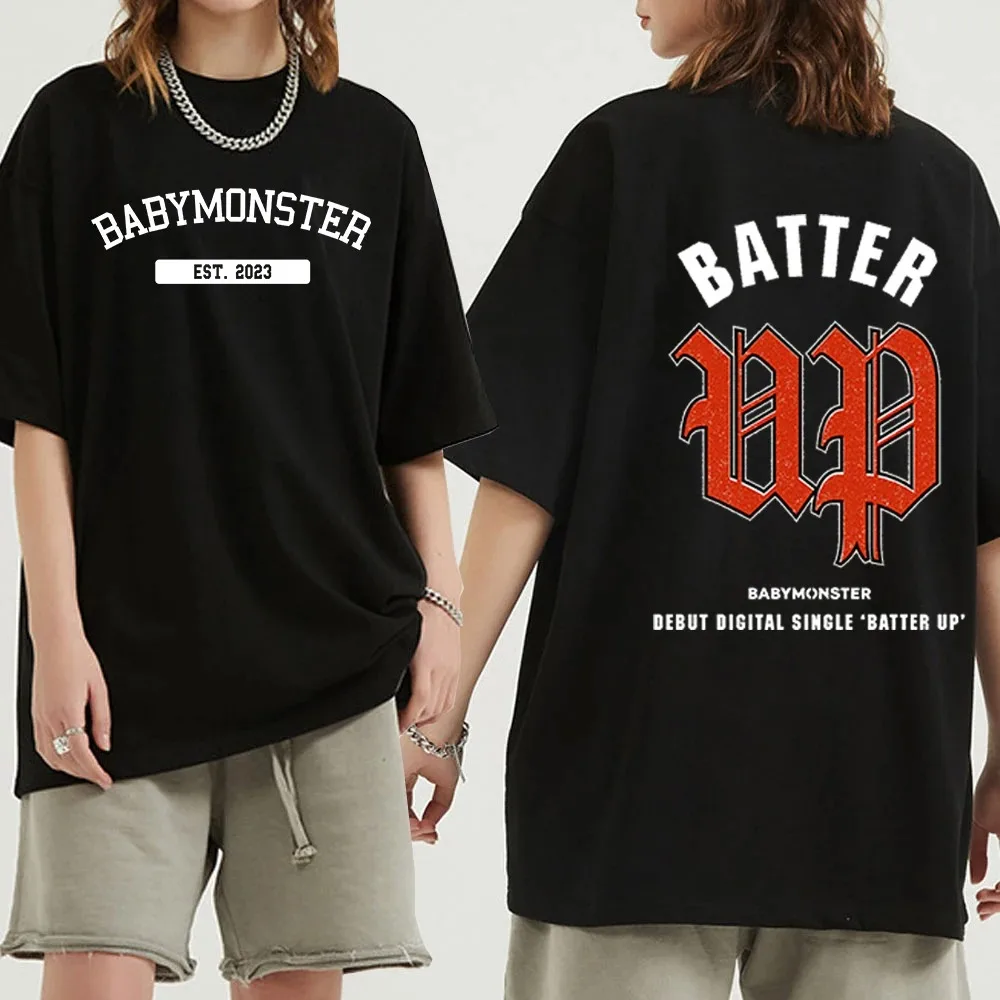 Babymonster Batter Up T Shirts Baby Monster Men/Women T Shirt Aesthetic T-Shirt Unisex High Quality Cotton Tees Vintage Clothes