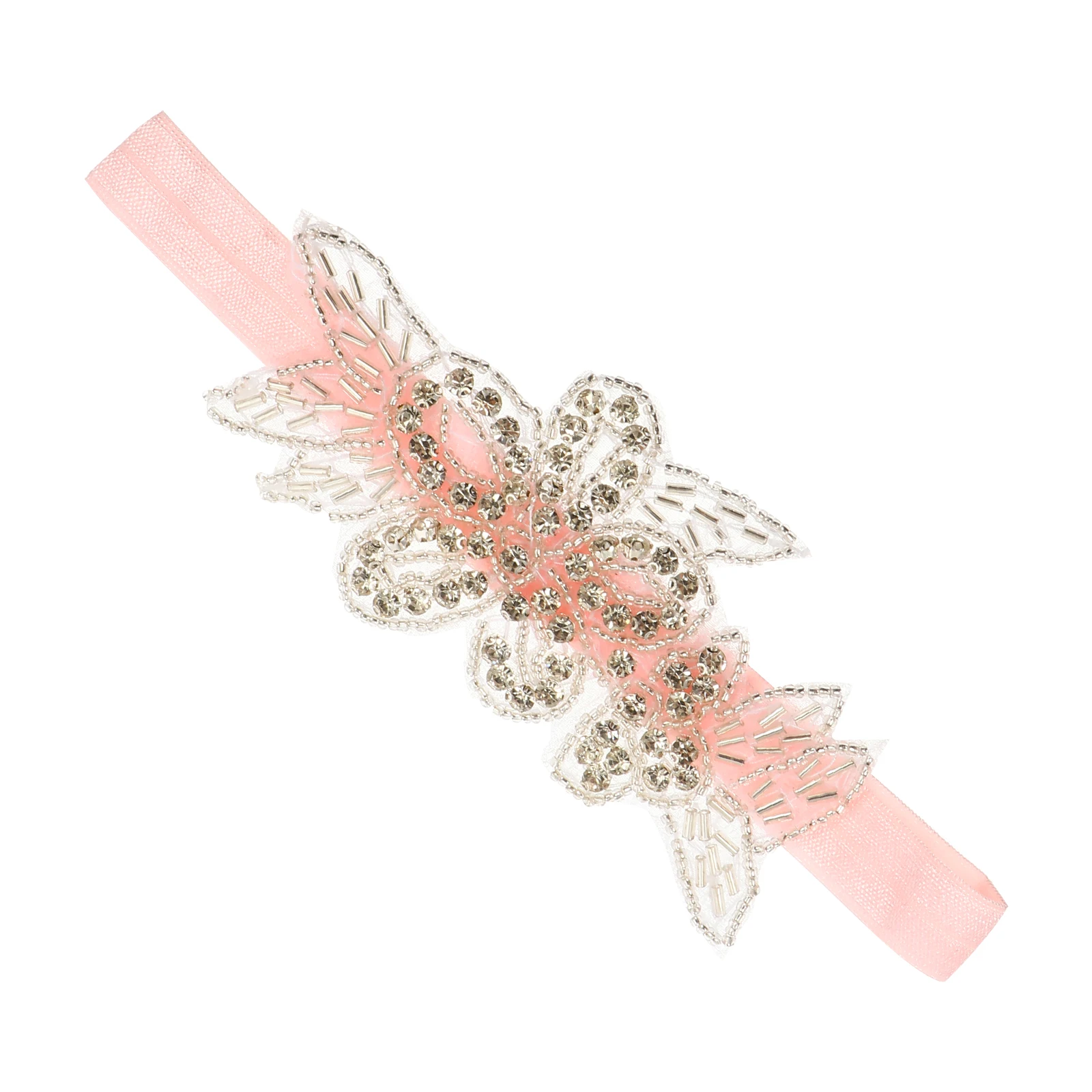 

Baby Girl Rhinestone Headband Floral Leaves Soft Stretchy Infant Toddler Hairband Newborn Photography Gift Accessory