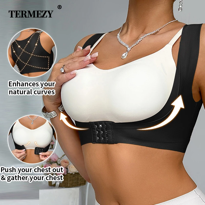 TERMEZY женский регулируемый корректор осанки, невидимый эластичный бандаж для спины, бесшовная мягкая передняя застежка, поддерживающая осанку, одежда
