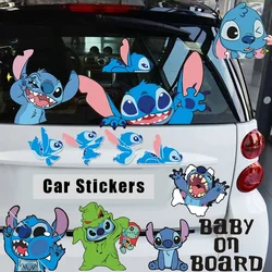 Autocollants de voiture Disney Stitch, figurine d'anime Kawaii, décorations de vitres, accessoires automobiles, ornements de bricolage, décor de pare-brise