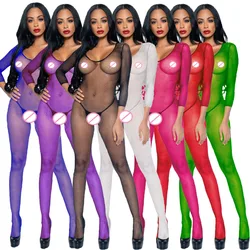 New Fishnet Bodysuits Catsuit Womens Transparent Open Crotch Clothes Sex Bodystock  Sexy Body Stockings Mesh Hot Erotic Lingerie