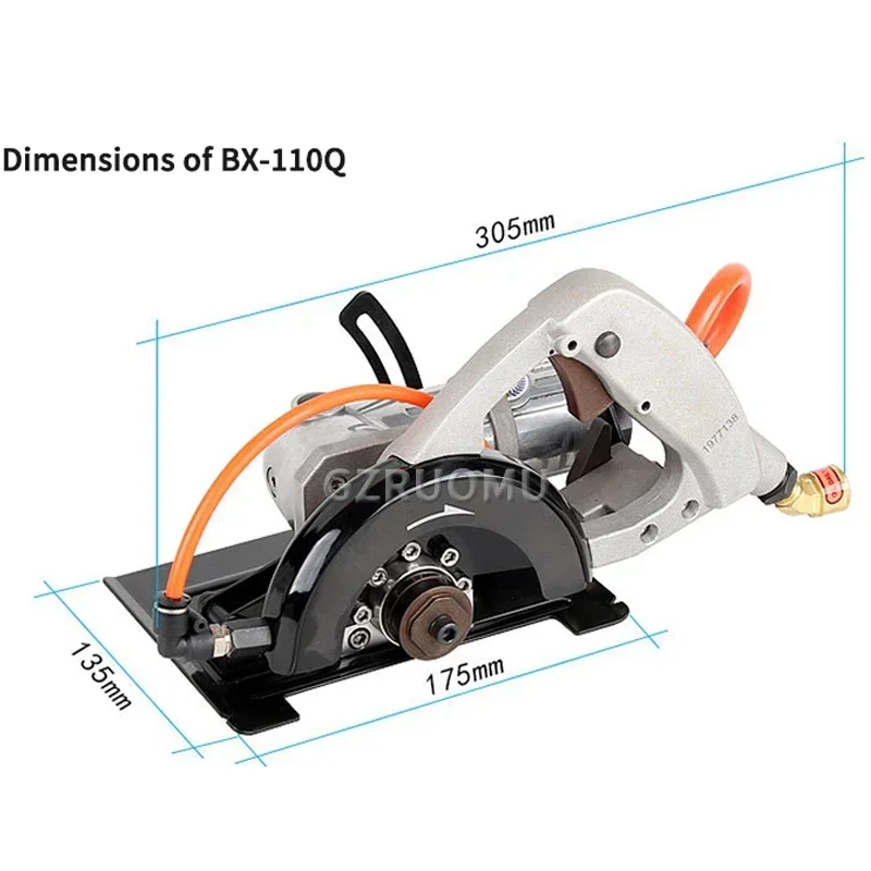 BX-110Q Pneumatic Stone Cutting Machine 4 Inch Handheld Industrial Water Injection Marble Granite Cutting Machine Max Depth 30MM