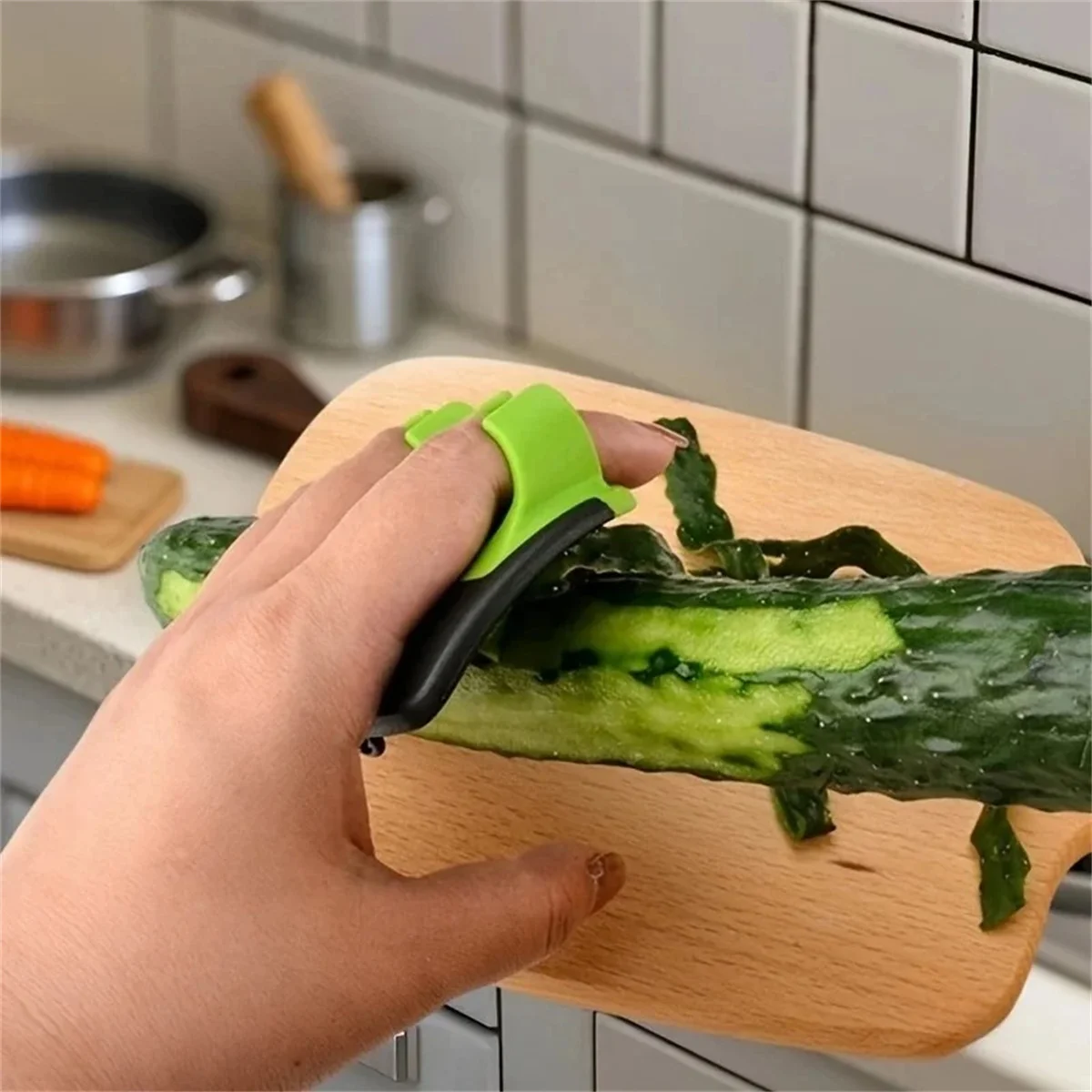 Vegetable Peeler Tool, Non-Slip Rubber Grip Stainless Steel Blade, Safe for Carrots Pumpkin, Christmas Halloween Gift - view 3