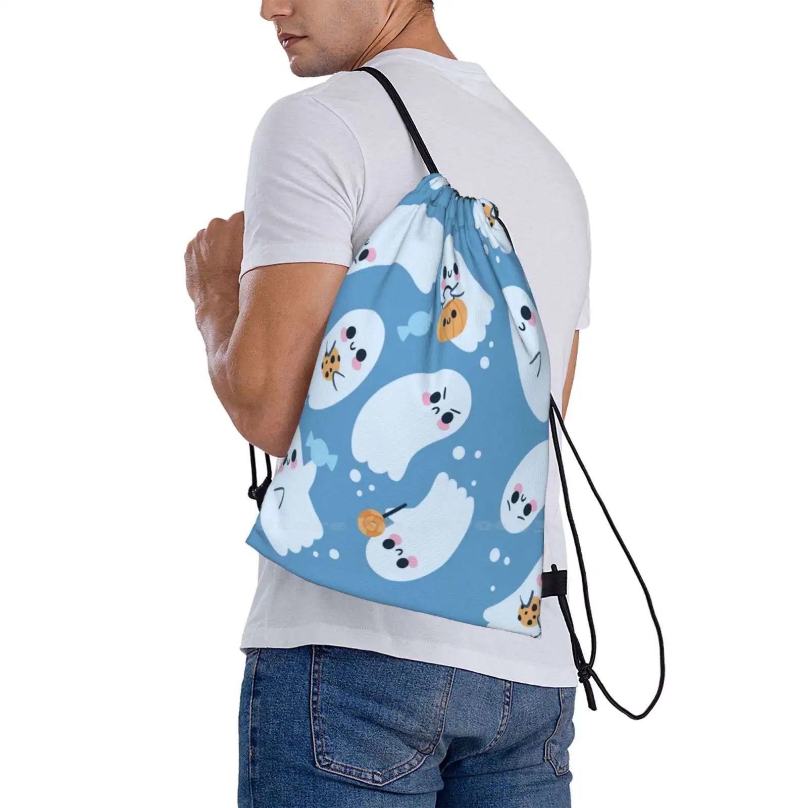 Sweet Ghosts School Storage Bag Student's Backpack Ghosts Cute Little Lobomaravilha Childrens Kawaii Halloween Candy Sweets