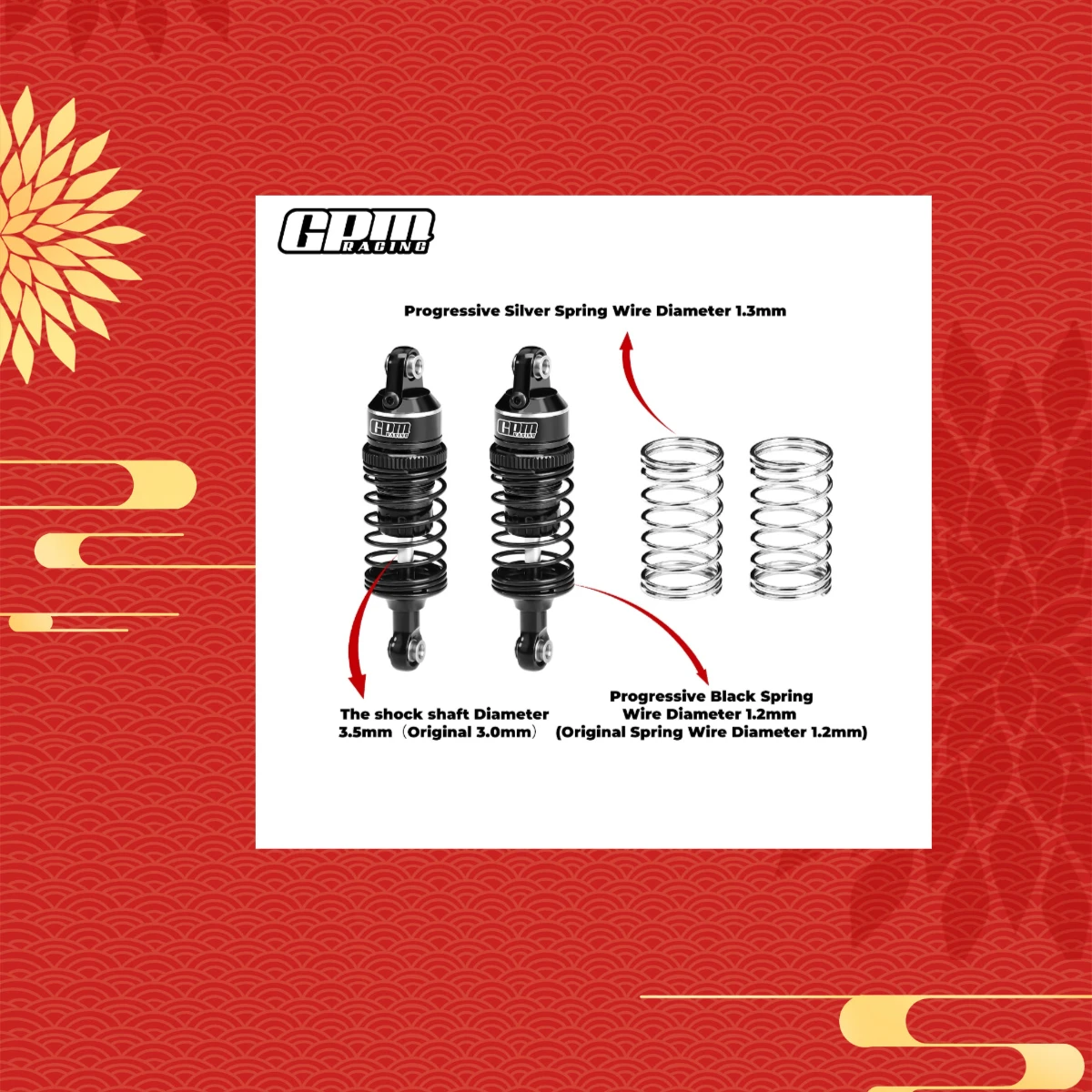 

GPM 6061-T6 Регулируемый прогрессивный пружинный амортизатор из сплава спереди/зади 63 мм для Traxxas Mini Slash108164-1 Амортизатор для внедорожных гоночных автомобилей A