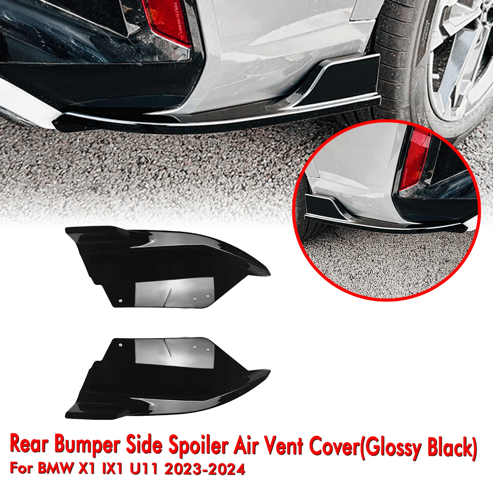 Rear Bumper Side Canard Spoiler Lip For BMW X1 U11 U12 M Sport 2023-2024