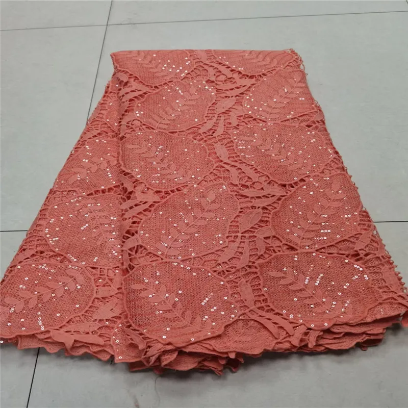 Nigerian Lace Fabric for Dress, African Lace Fabric, Cotton Lace, Guipure Cord, Sequin Lace, High Quality, Latest, 5 Yards, 2023