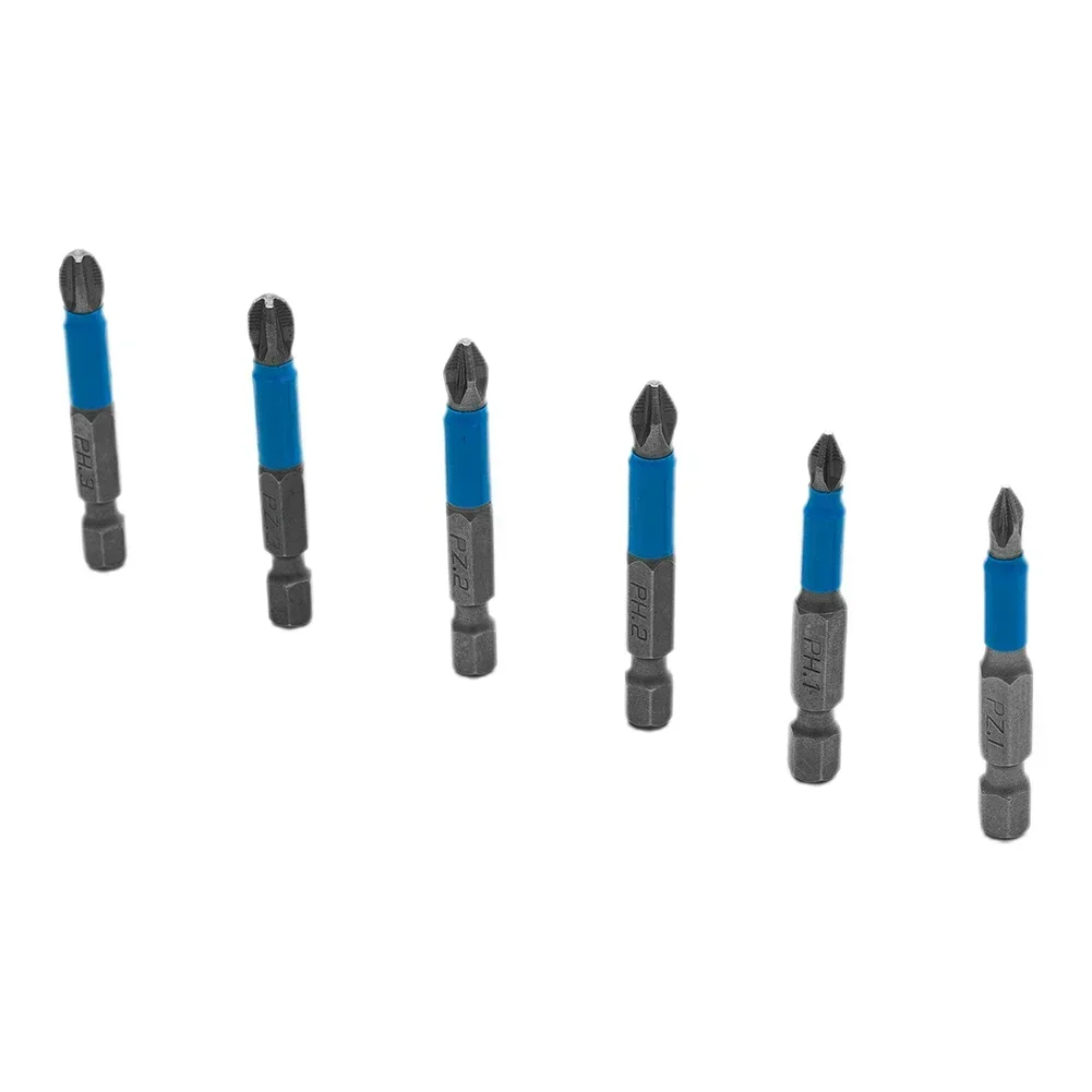 6Pcs Non-Slip Screwdriver Bit Set Electric Impact 50mm PH1/PH2/PH3/PZ1/PZ2/PZ3 For 1/4\