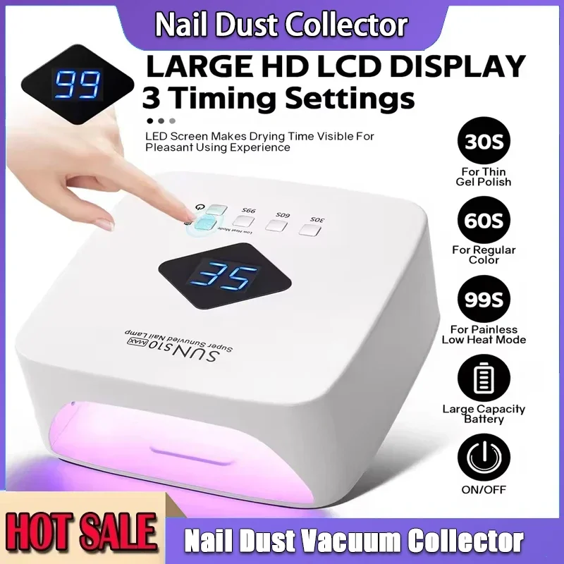 

LED Professional Nail Lamp Rechargeable UV Cordless UV Light for Gel Nail Machine with Removable Bottom 4 Timer SettingNail Tool