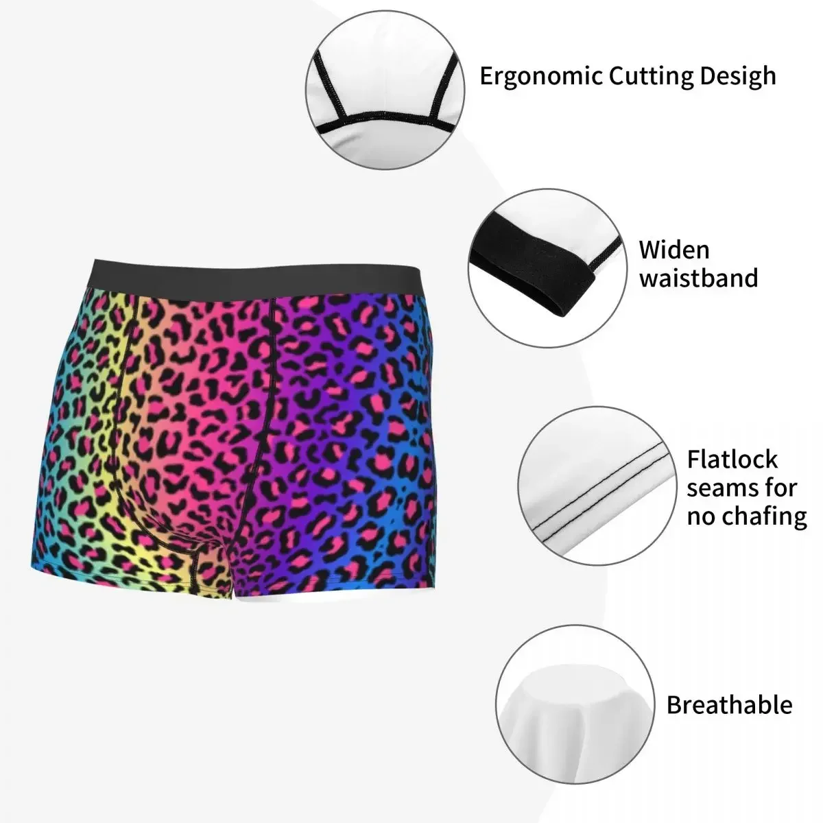 Rainbow Animal Leopard Boxer Shorts For Homme 3D Print Spots African Animal Fur Underwear Panties Briefs Breathable Underpants