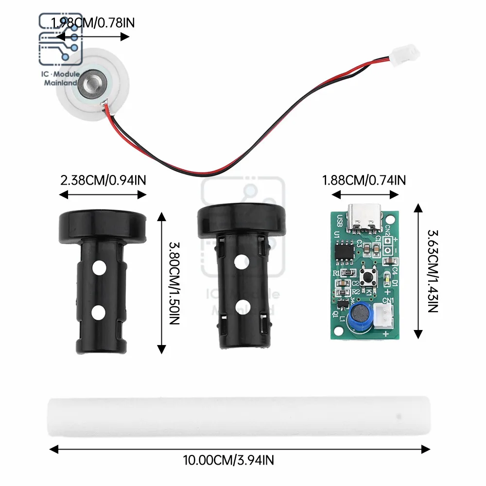 DC5V USB Mini Humidifier Electronic Mist Module Driver Circuit Board Nebuliser Mist TYPE-C Universal Humidification Module