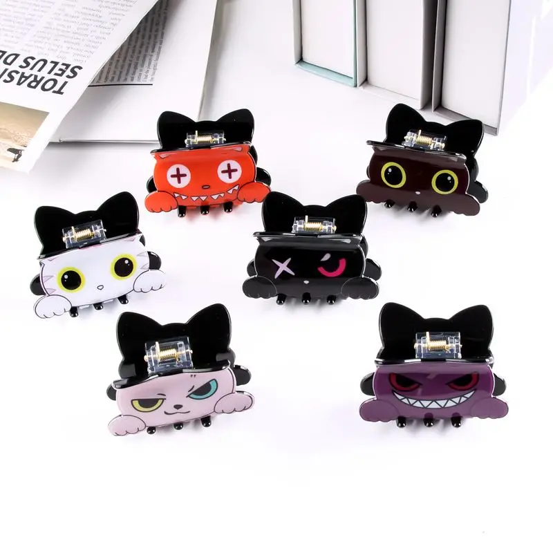 1pc Leuke expressie haarclip, nieuwe hoofdband aan de achterkant van het hoofd, haarclip van 6 cm, schattige kattenkrabclip