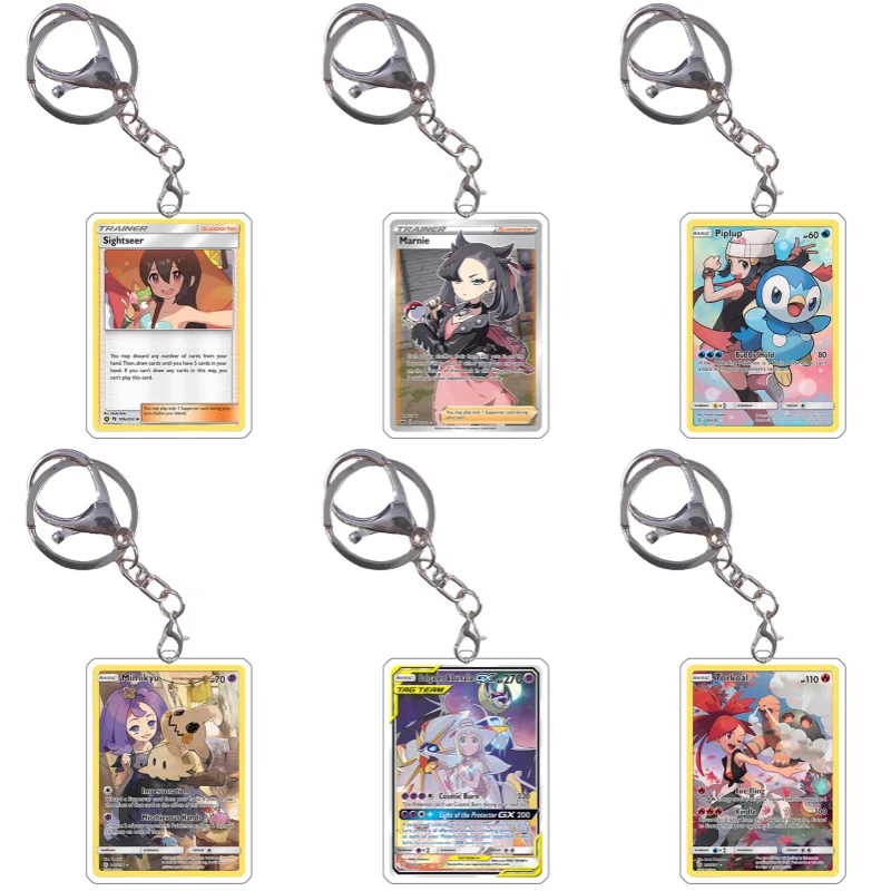 

Pokemon Keychain Cards Iono Lillie Vileplume Weavile Mimikyu N Anime Game Characters Self Made Acrylic Pendant Decoration Gifts