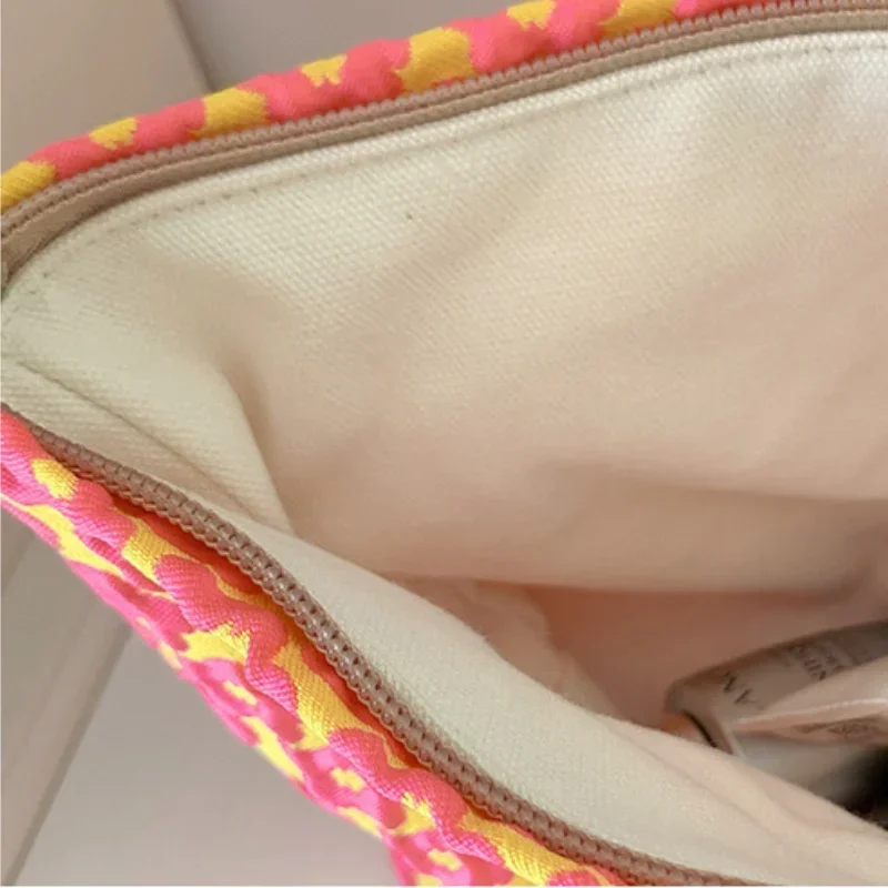 Neceser de Jacquard Floral Simple a la moda, bolsa de maquillaje de viaje de gran capacidad, bolsa para cuidado de la piel, organizador de artículos de tocador, bolsa de maquillaje, bolso de mano