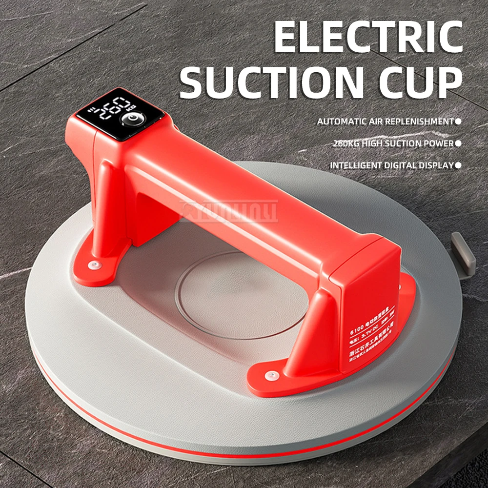 Heavy-Duty Electric Suction Cup Automatic Air Supply for Ceramic Tile Glass Floor Large Board 260kg Lift Capacity Fixator