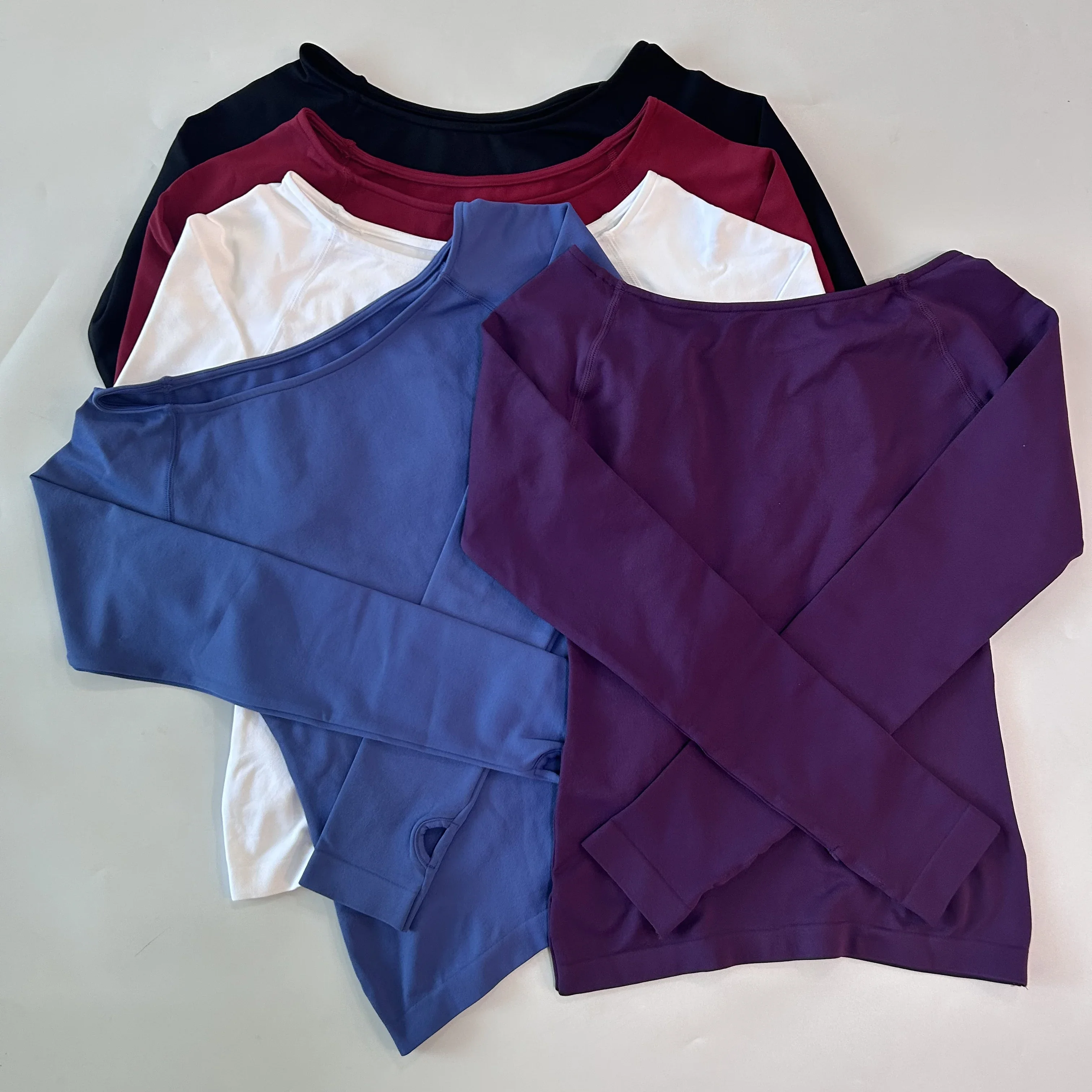 Pericic Vision Long Sleeve Top Women Off Shoulder Seamless Yoga Blouse Slim Fit Gym Top Fitness Sports Clothes Workout Top