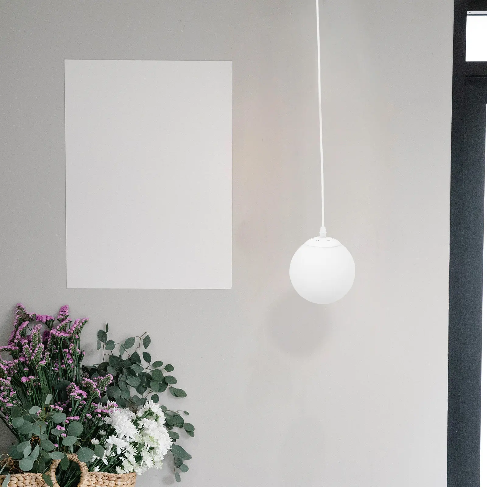Large Glass Ball Pendant Light White Matte Finish Glass Hanging Fixture Dining Room Kitchen Porch Foyer Lighting